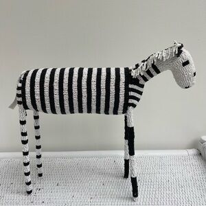 MONKEYBIZ Handcrafted Black and White Zebra Art Piece